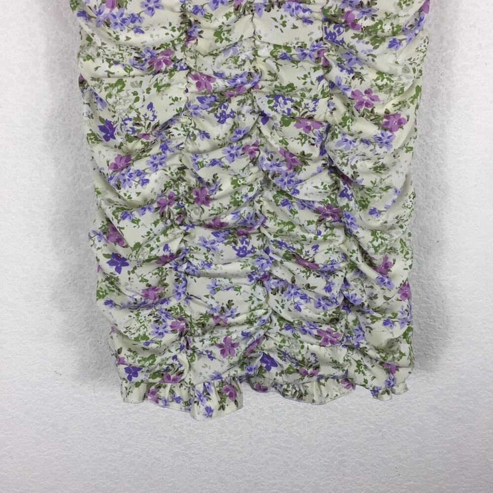 Lulus Love Bloom Cream Floral Print Ruched Off-the-Shoulder Mini Dress Large - Picture 10 of 15